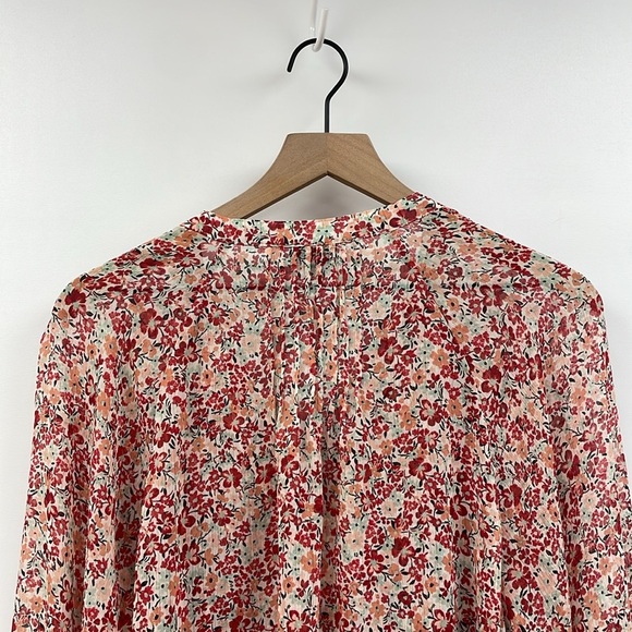 Torrid Floral Metallic Sheer Chiffon Button Down Long Sleeve Blouse Boho 2X - Picture 7 of 10